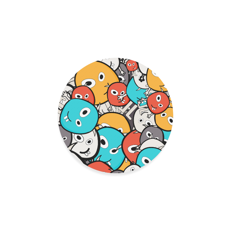 multicolor doodle monsters Round Coaster