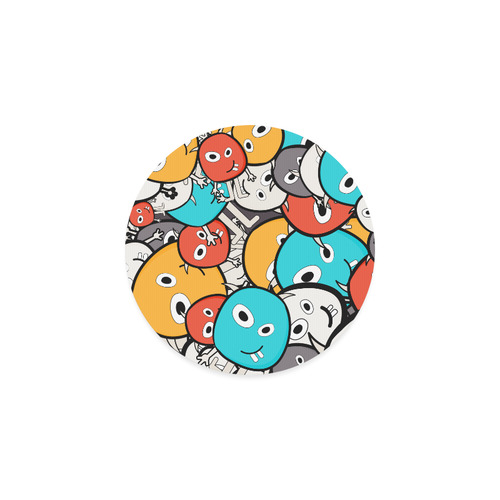 multicolor doodle monsters Round Coaster