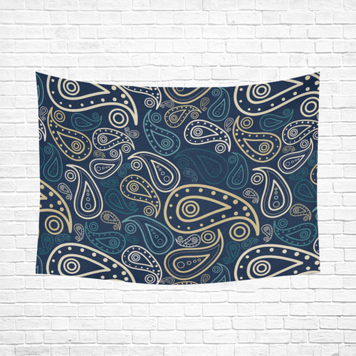 paisley illustration Cotton Linen Wall Tapestry 80"x 60"