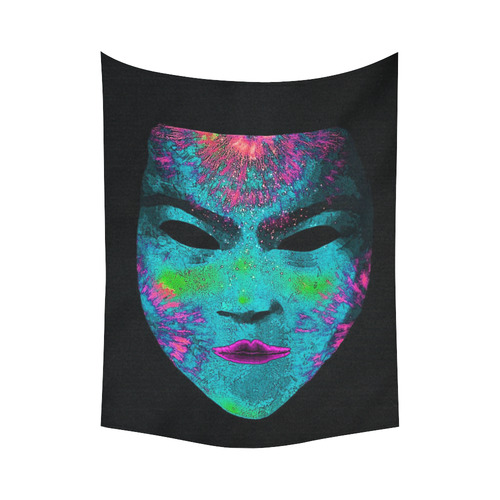 Amazing fantasy Mask,aqua by FeelGood Cotton Linen Wall Tapestry 60"x 80"