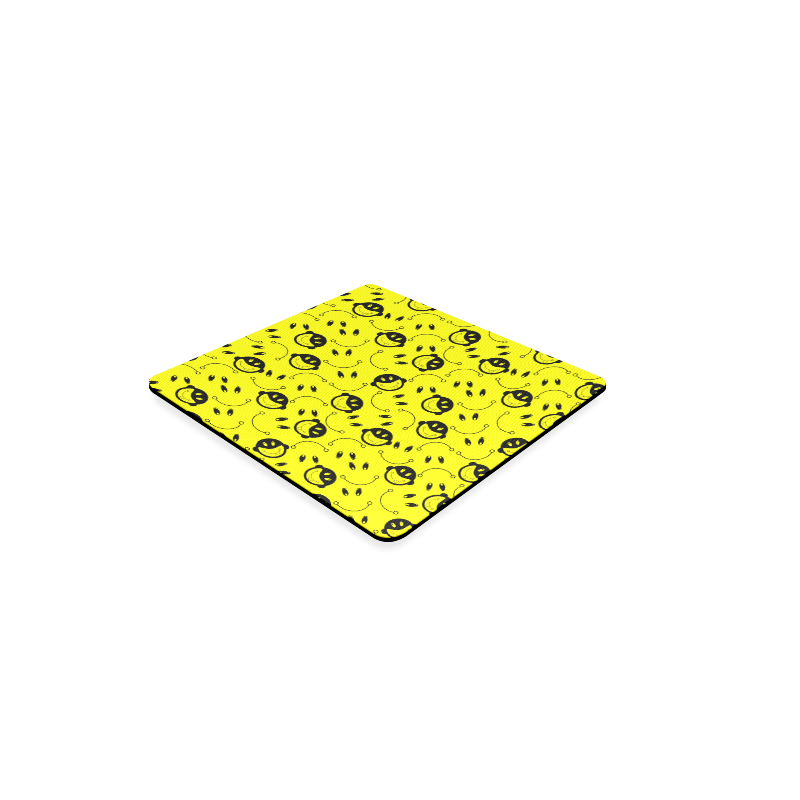 monkey tongue out on yellow Square Coaster