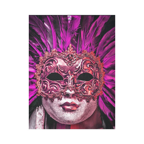 Carnival mask pink by FeelGood Cotton Linen Wall Tapestry 60"x 80"