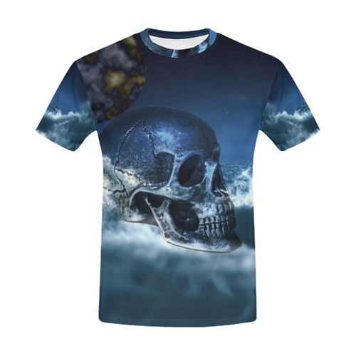 Skull and Moon All Over Print T-Shirt for Men (USA Size) (Model T40)