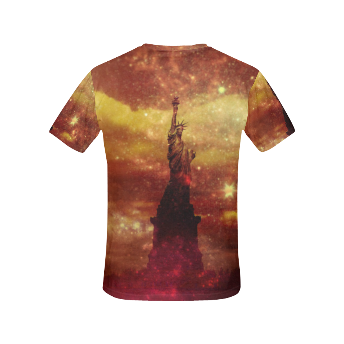 Lady Liberty Yellow Red Stars All Over Print T-Shirt for Women (USA Size) (Model T40)