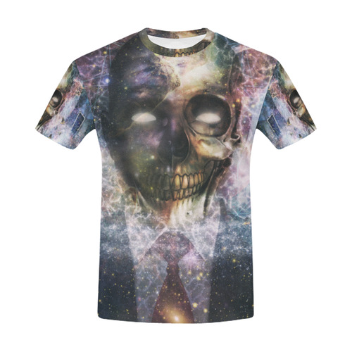 Psychedelic Skull and Galaxy All Over Print T-Shirt for Men (USA Size) (Model T40)