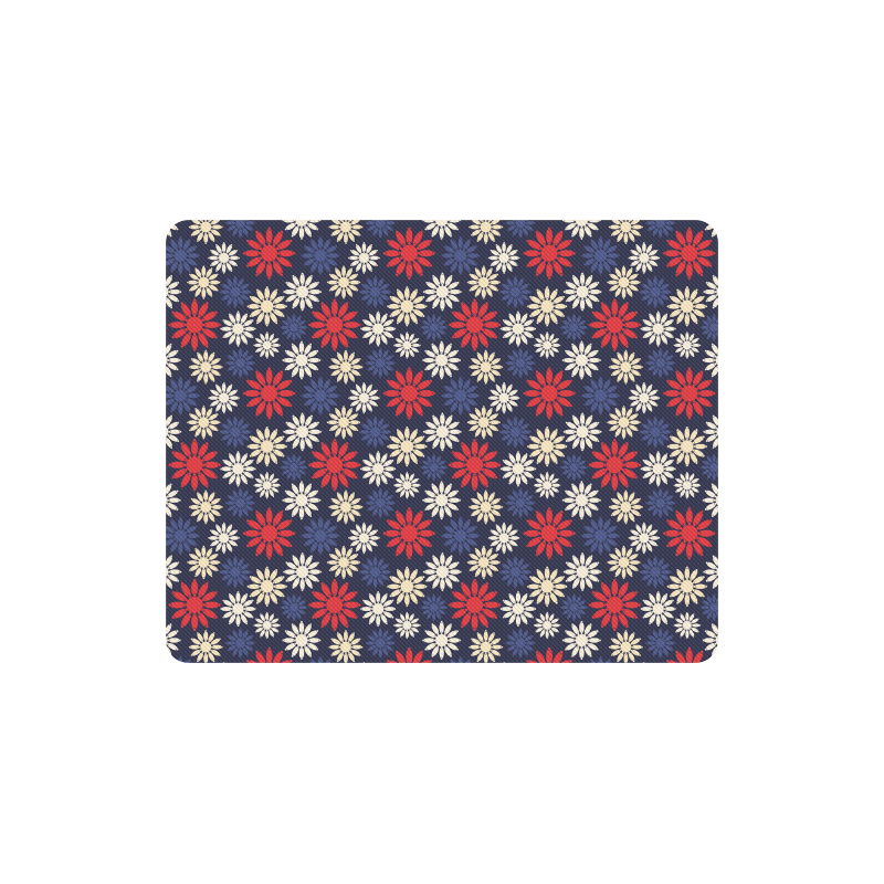 Red Symbolic Camomiles Floral Rectangle Mousepad