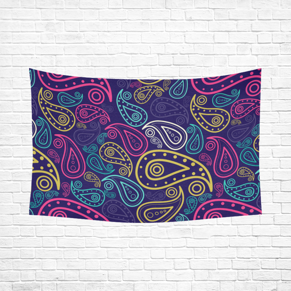 paisley Cotton Linen Wall Tapestry 90"x 60"