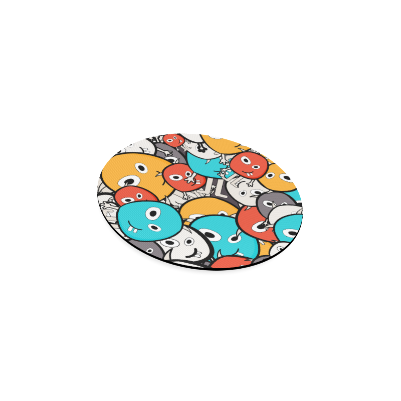 multicolor doodle monsters Round Coaster