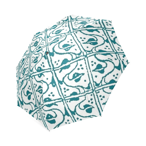 Turquoise Leaf and Vines Foldable Umbrella (Model U01)