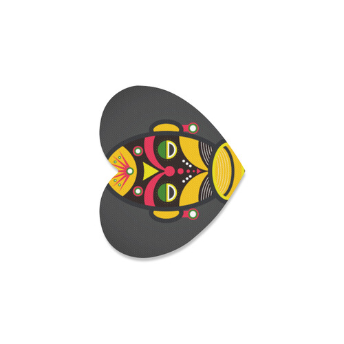 African Traditional Tribal Mask Heart Coaster