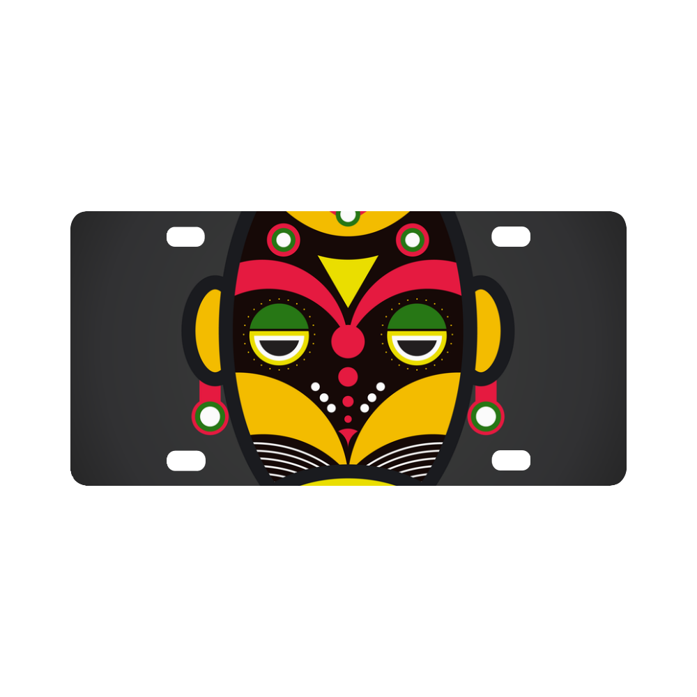 African Traditional Tribal Mask Classic License Plate