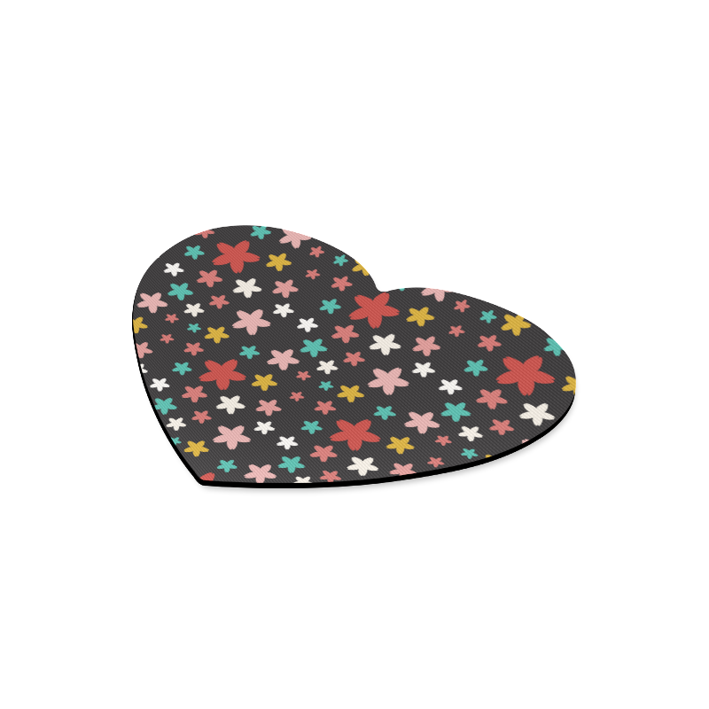 Symmetric Star Flowers Heart-shaped Mousepad