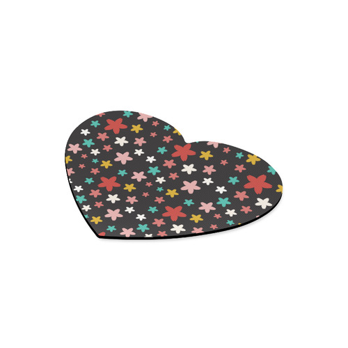 Symmetric Star Flowers Heart-shaped Mousepad