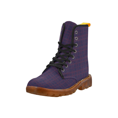 Purple Plaid Hipster Style Canvas Martin Boots For Men Model 1203H