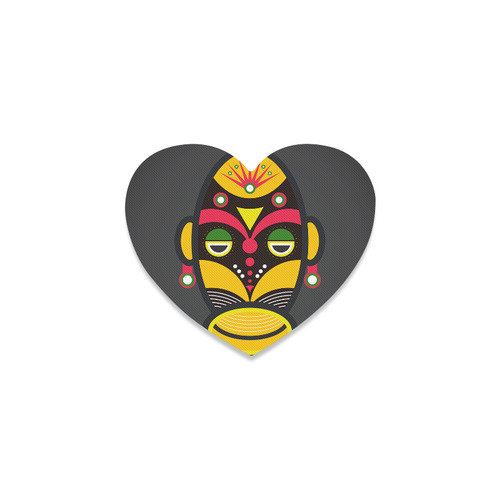 African Traditional Tribal Mask Heart Coaster