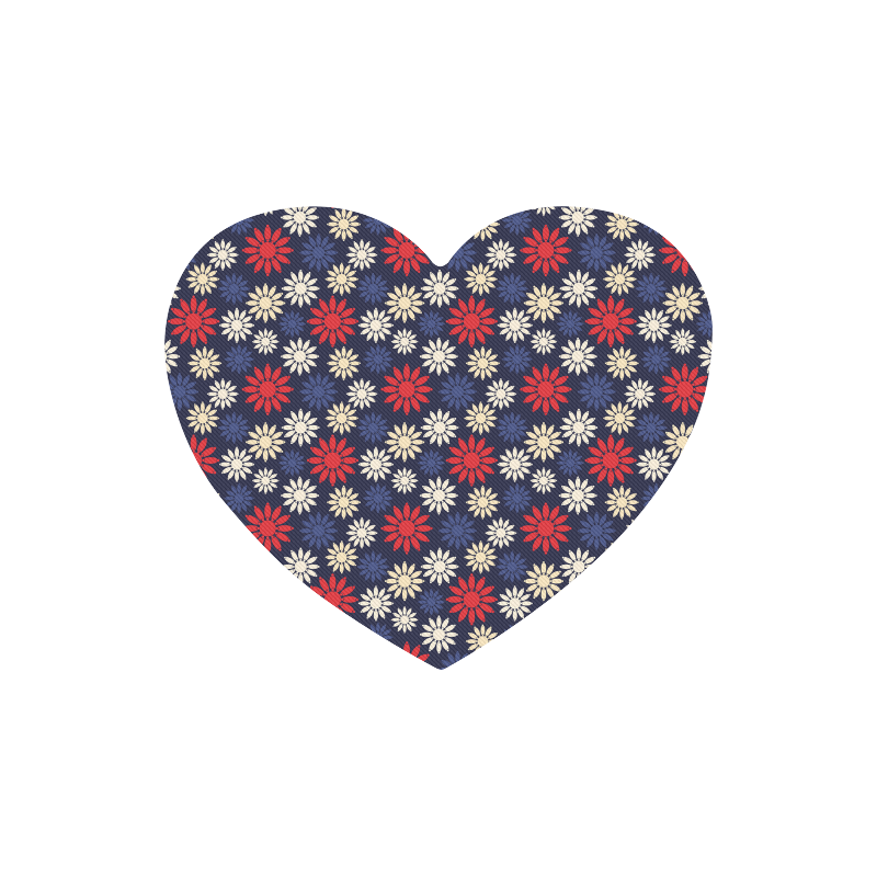 Red Symbolic Camomiles Floral Heart-shaped Mousepad