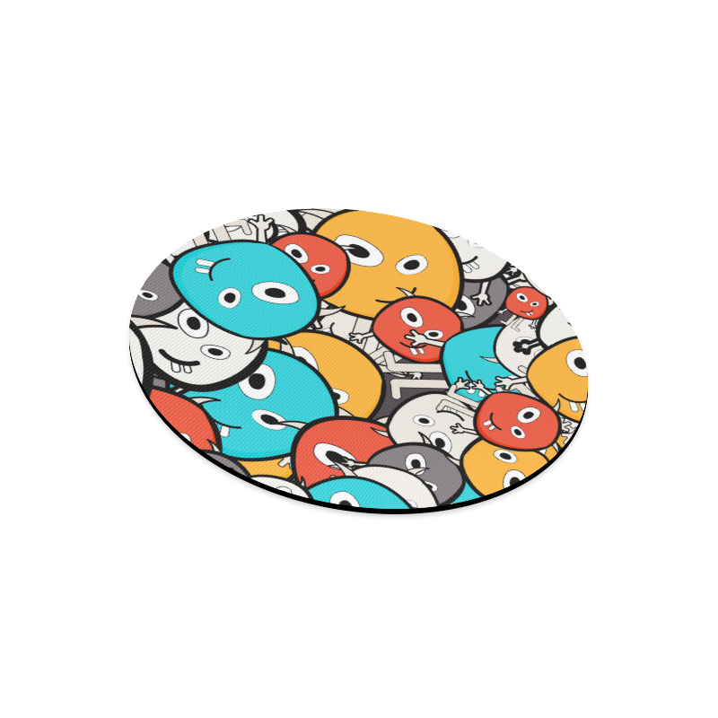 multicolor doodle monsters Round Mousepad