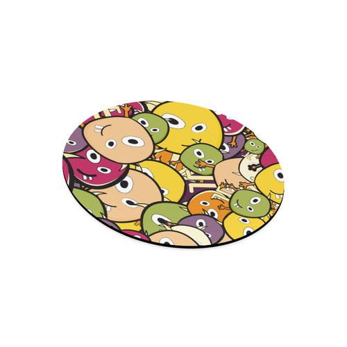 monster colorful doodle Round Mousepad