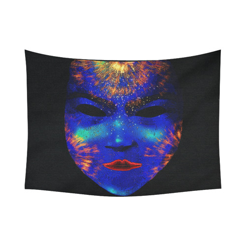 Amazing fantasy Mask, blue by FeelGood Cotton Linen Wall Tapestry 80"x 60"