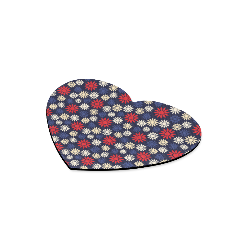 Red Symbolic Camomiles Floral Heart-shaped Mousepad
