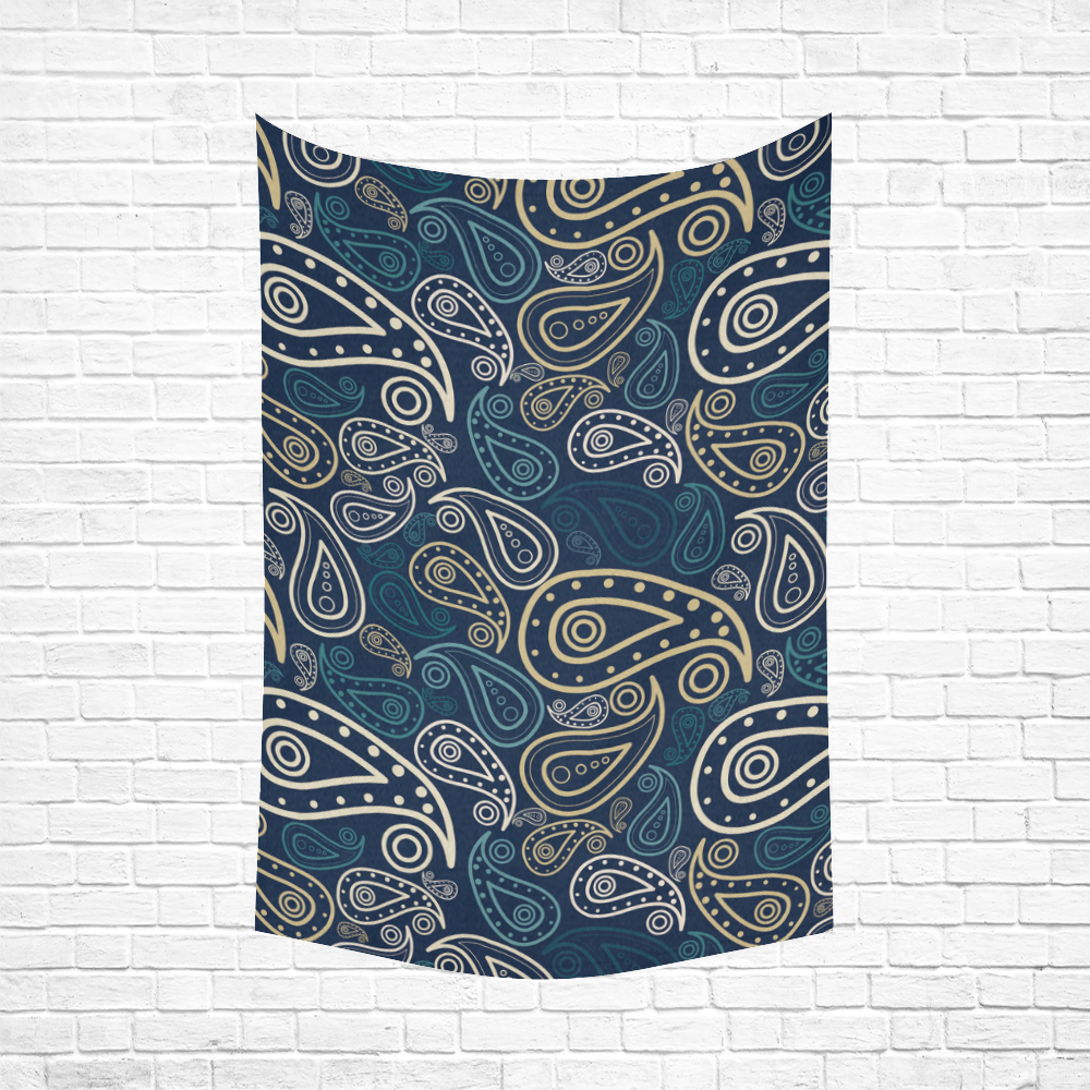 paisley illustration Cotton Linen Wall Tapestry 60"x 90"