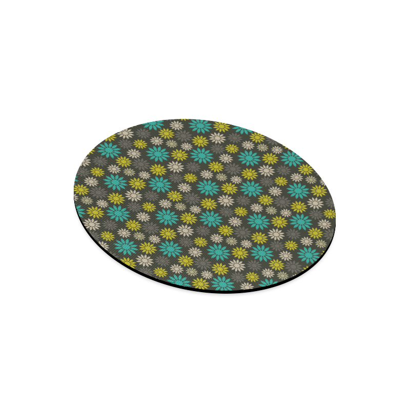 Symbolic Camomiles Floral Round Mousepad