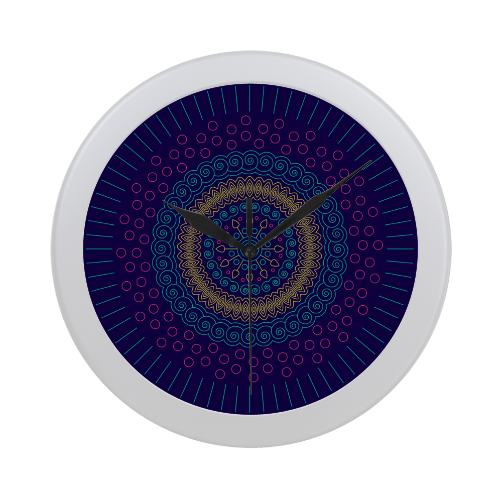 blue mandala circular Circular Plastic Wall clock
