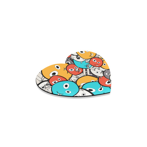 multicolor doodle monsters Heart Coaster