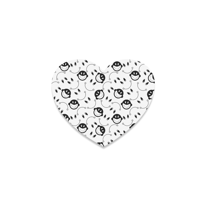 black and white funny monkeys Heart Coaster
