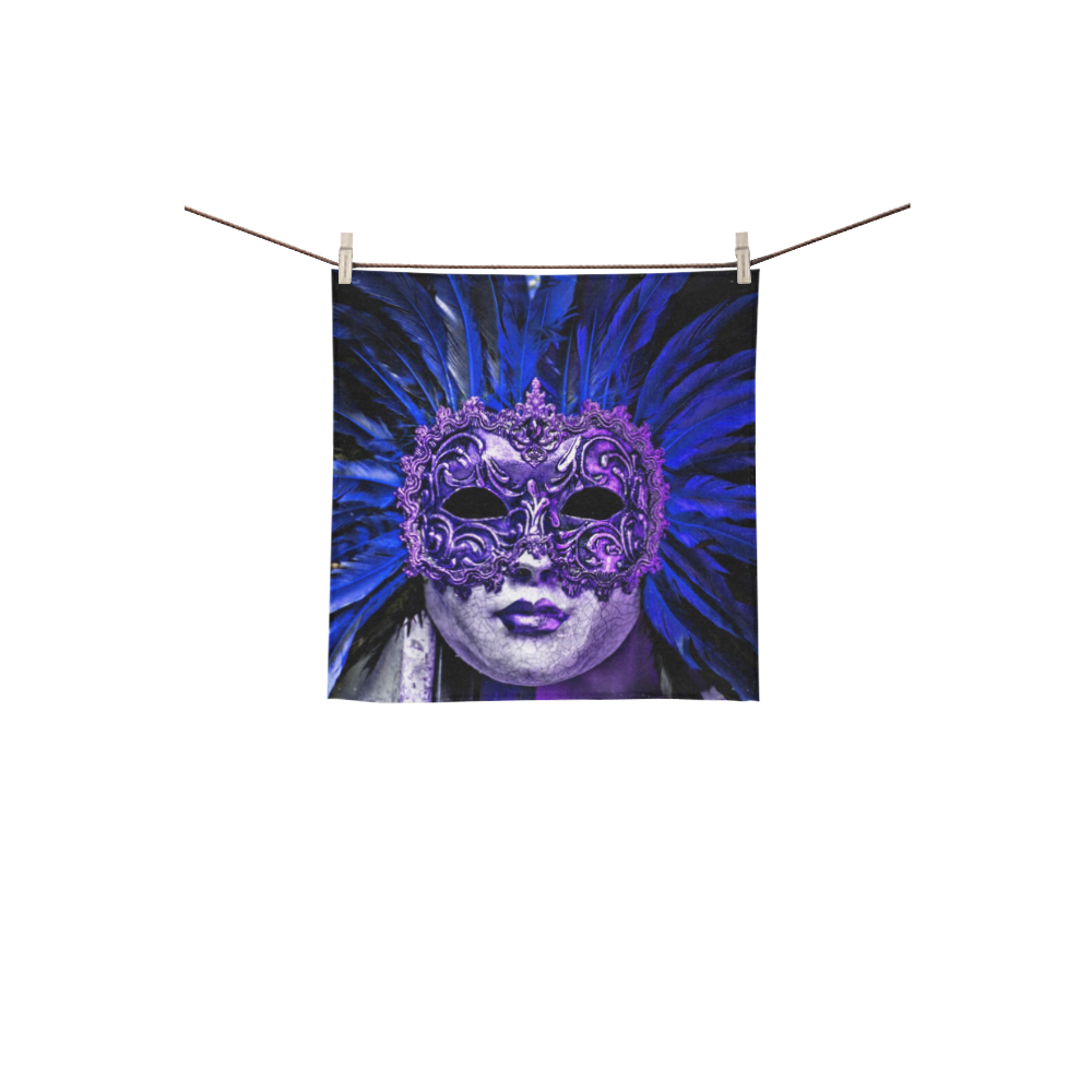 Carnival mask blue by FeelGood Square Towel 13“x13”