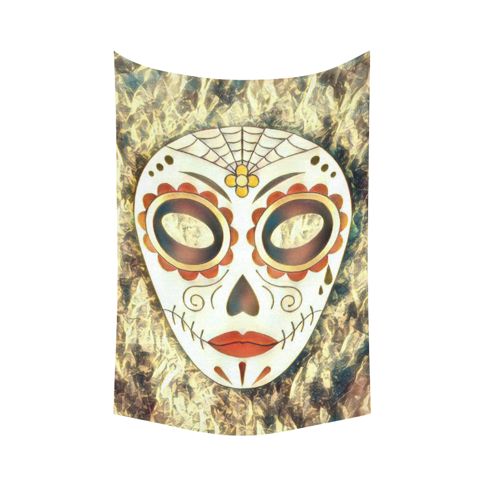 Fantasy tribal death mask A by FeelGood Cotton Linen Wall Tapestry 60"x 90"
