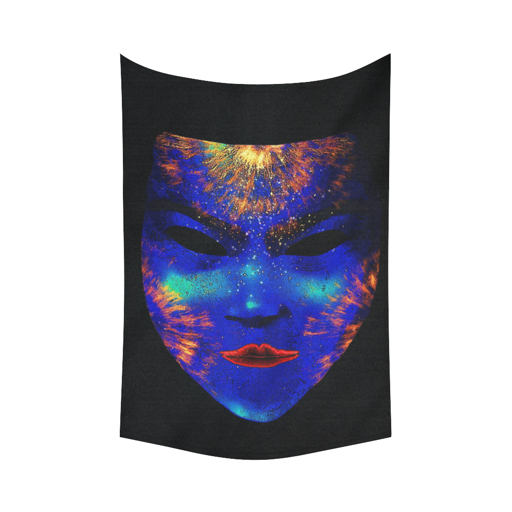 Amazing fantasy Mask, blue by FeelGood Cotton Linen Wall Tapestry 60"x 90"