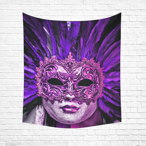 Carnival mask purple by FeelGood Cotton Linen Wall Tapestry 51"x 60"