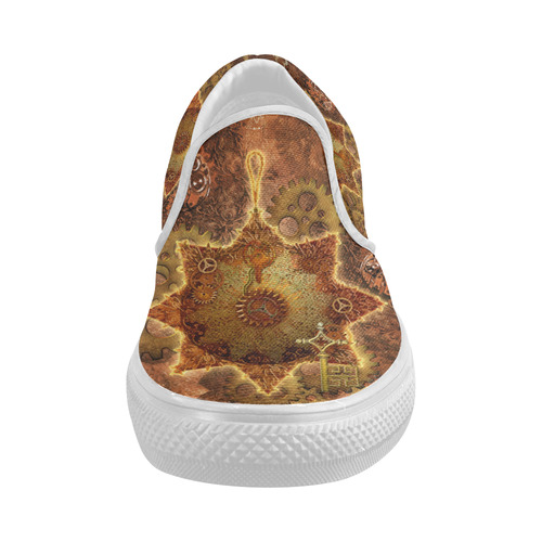 Steampunk, noble design Women's Slip-on Canvas Shoes (Model 019)