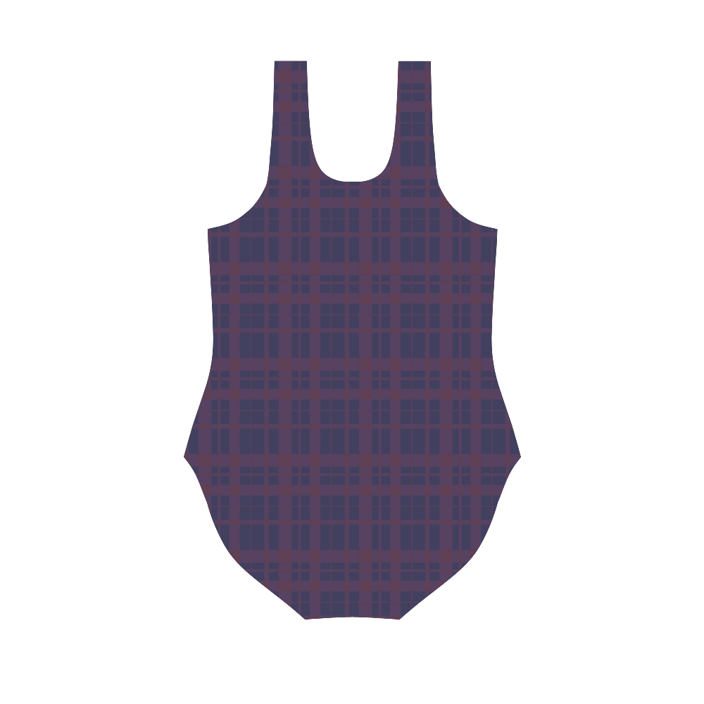 Purple Plaid Hipster Style Vest One Piece Swimsuit (Model S04)