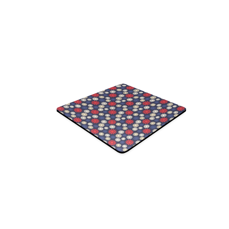 Red Symbolic Camomiles Floral Square Coaster