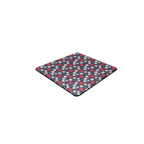 Red Symbolic Camomiles Floral Square Coaster