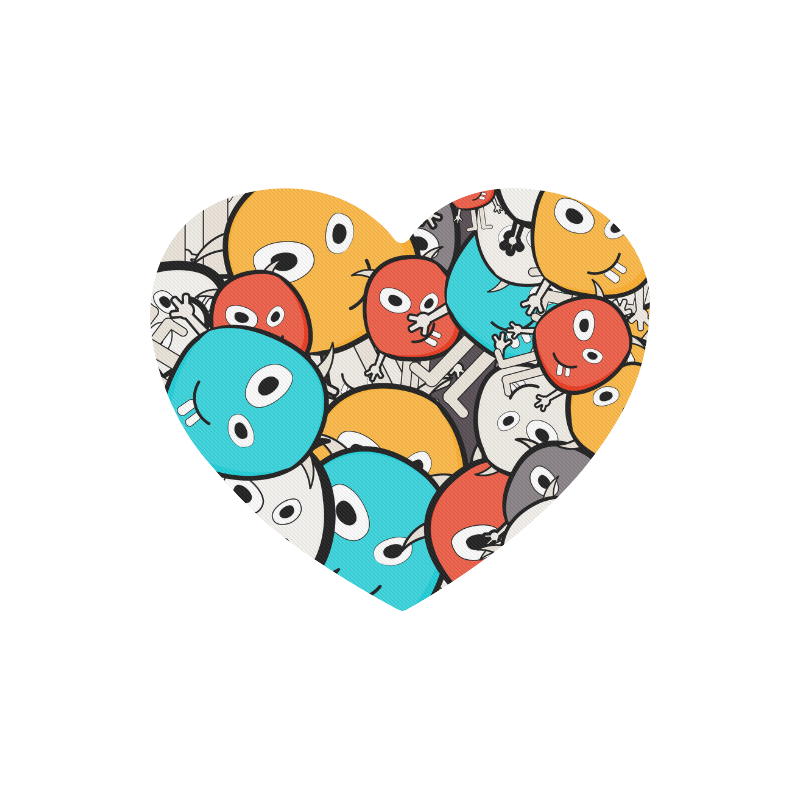 multicolor doodle monsters Heart-shaped Mousepad
