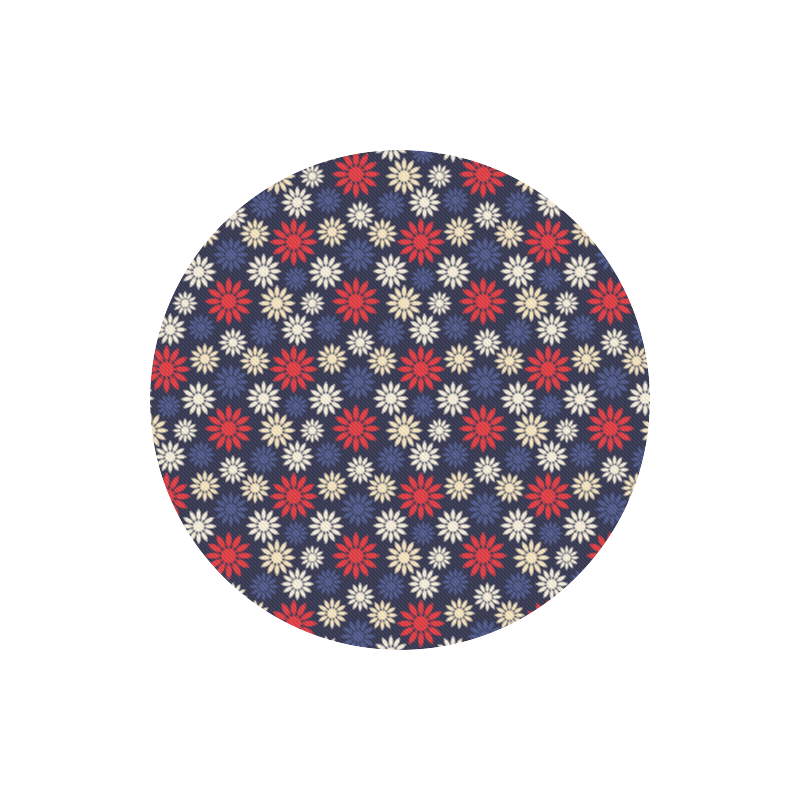 Red Symbolic Camomiles Floral Round Mousepad