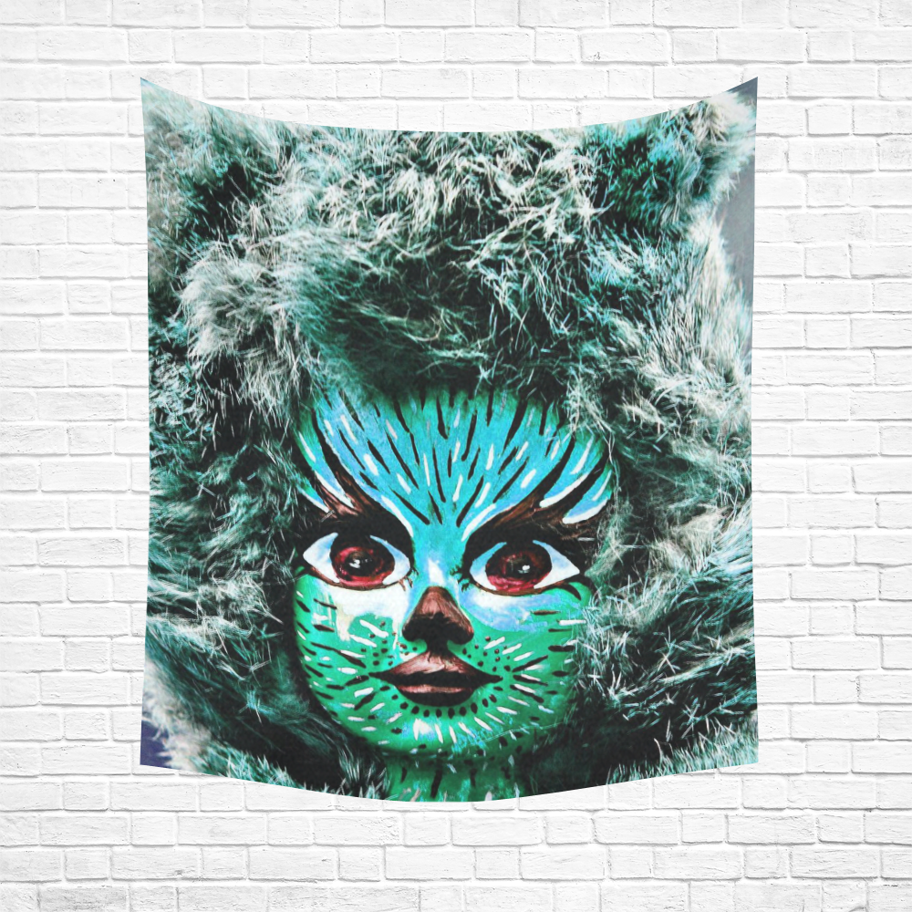 Funny Animal Mask C by FeelGood Cotton Linen Wall Tapestry 51"x 60"