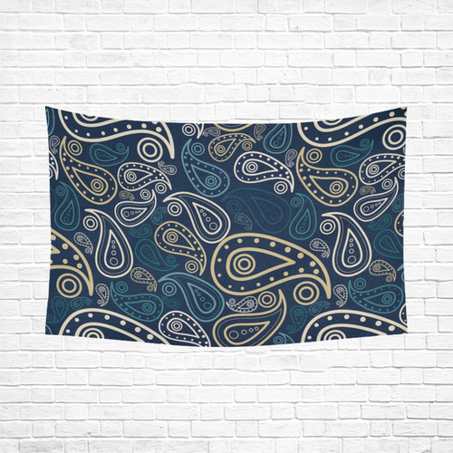 paisley illustration Cotton Linen Wall Tapestry 90"x 60"