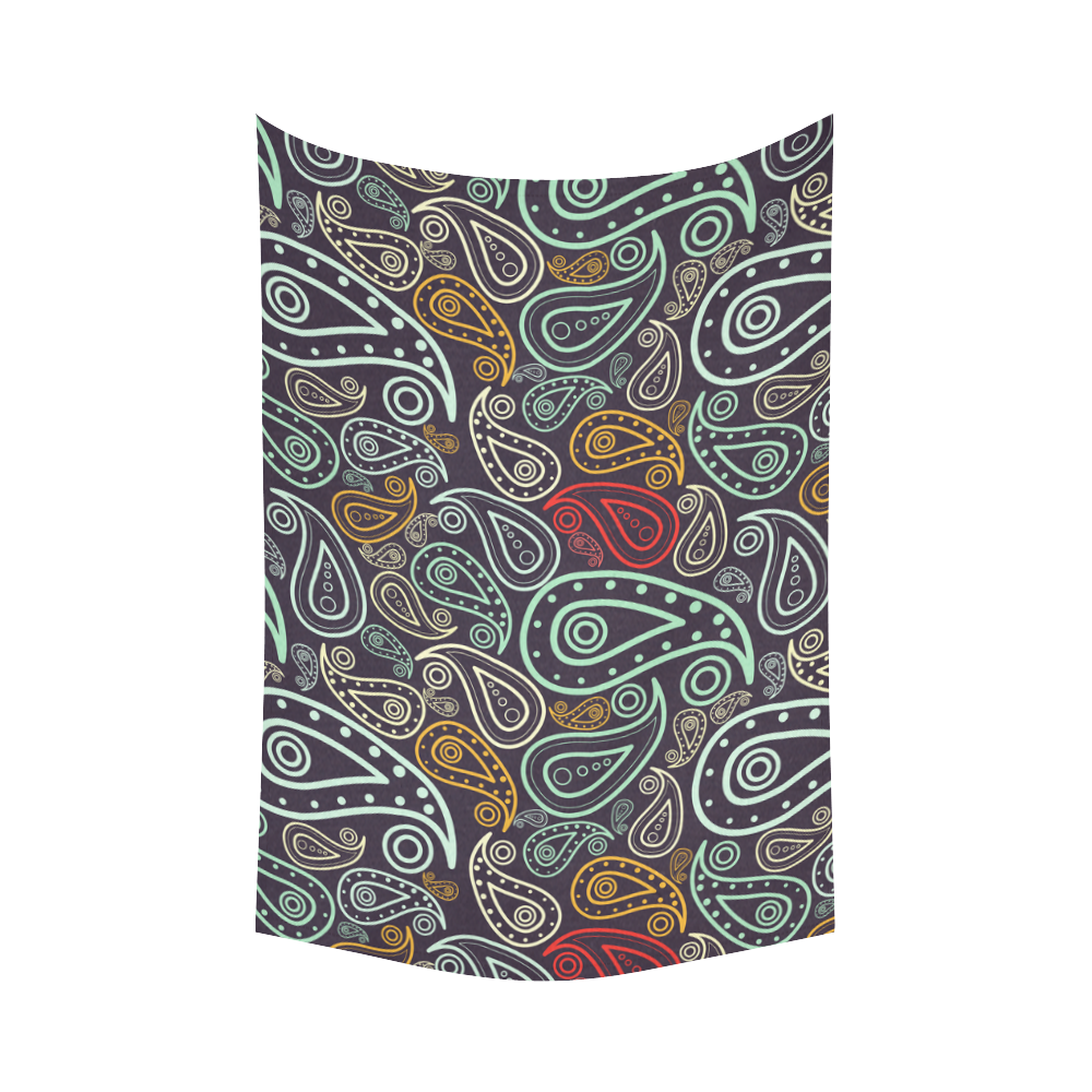 colorful paisley Cotton Linen Wall Tapestry 60"x 90"