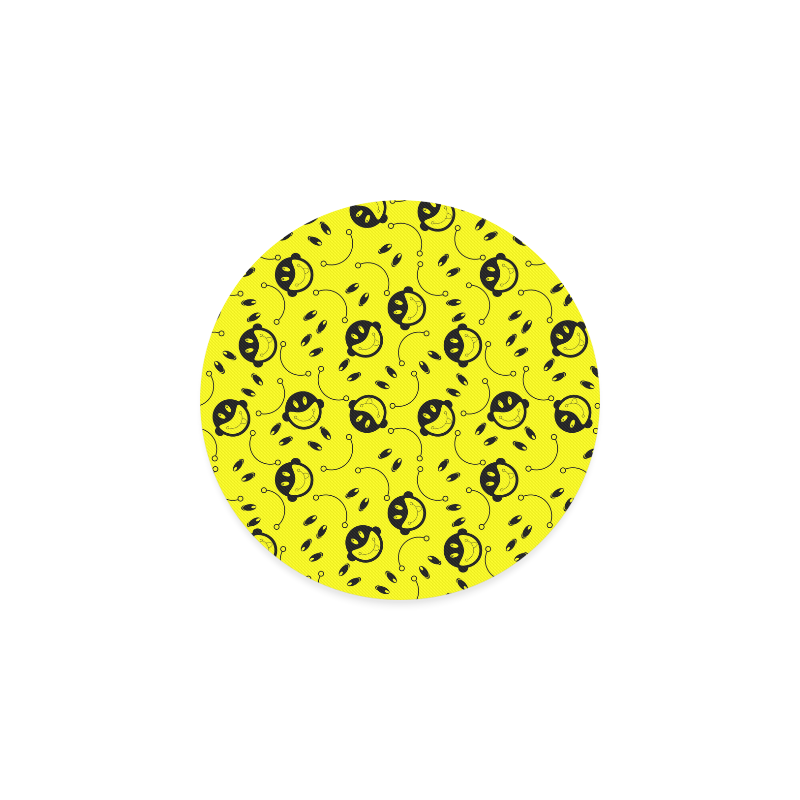 monkey tongue out on yellow Round Coaster