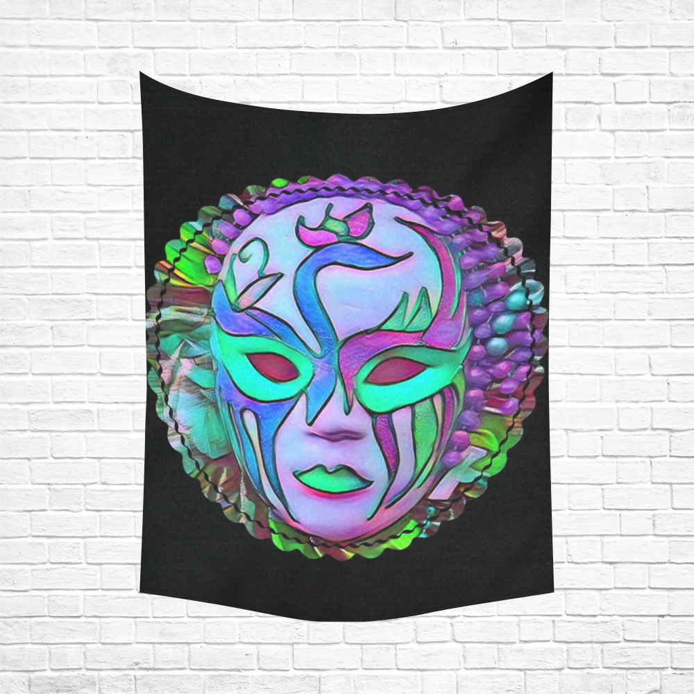 Carnival mask 3C by FeelGood Cotton Linen Wall Tapestry 60"x 80"