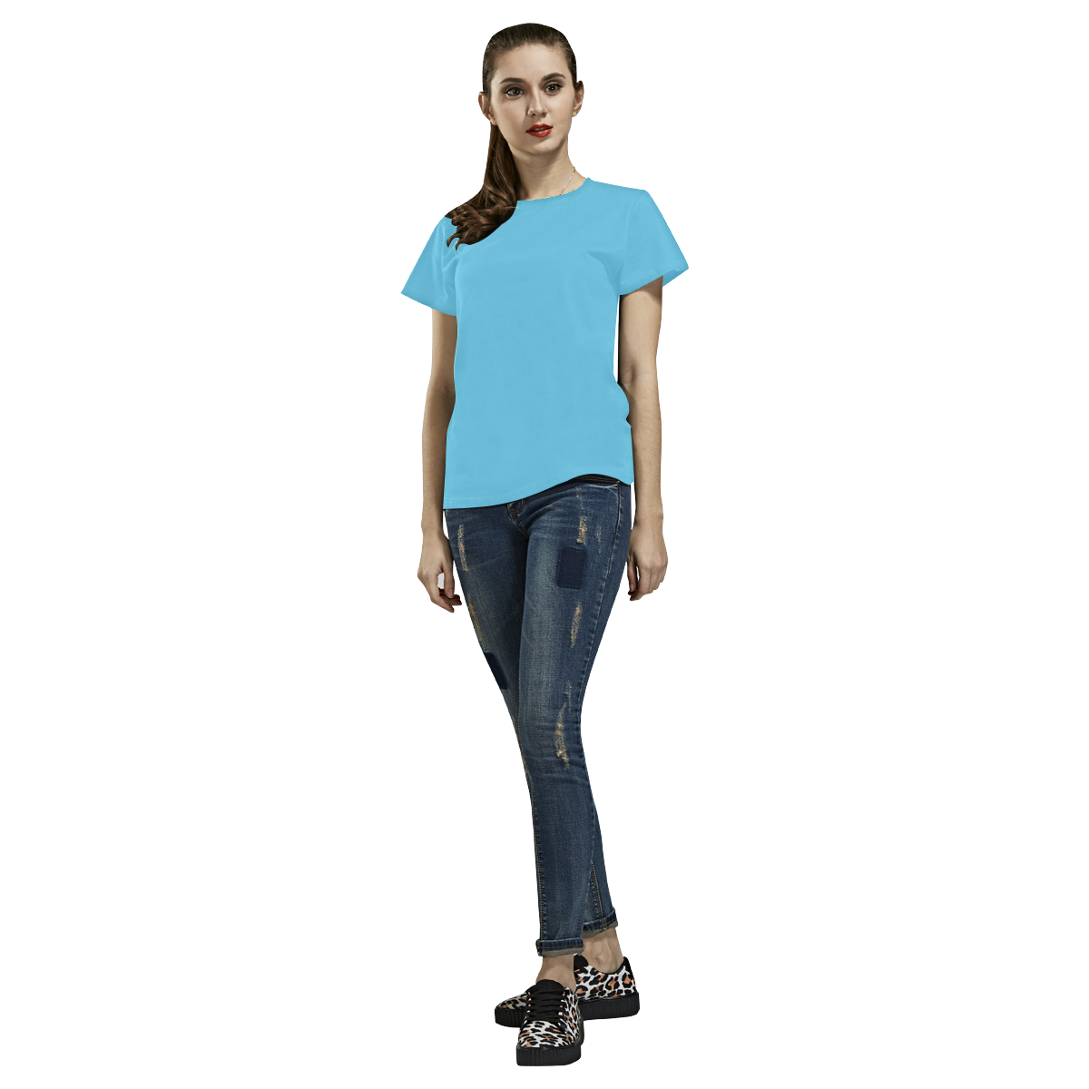 Blue All Over Print T-Shirt for Women (USA Size) (Model T40)