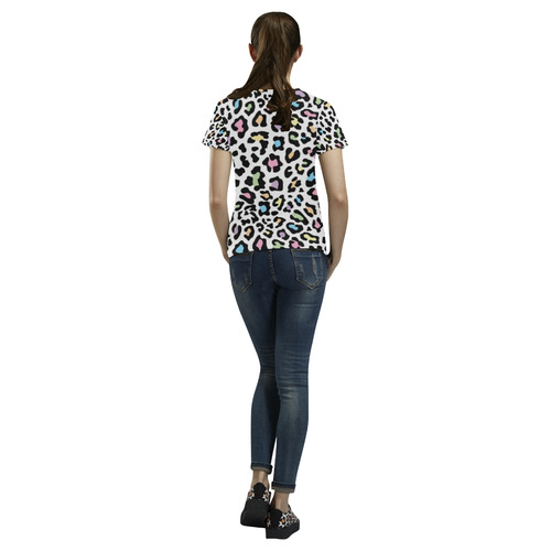 Pastel Cheetah All Over Print T-Shirt for Women (USA Size) (Model T40)