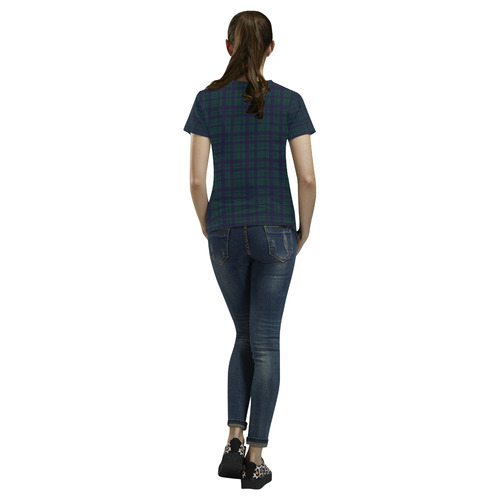 Green Plaid Hipster Style All Over Print T-Shirt for Women (USA Size) (Model T40)