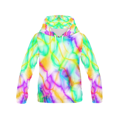 Hawaii tropical blue yellow purple pattern ZT04 All Over Print Hoodie for Women (USA Size) (Model H13)