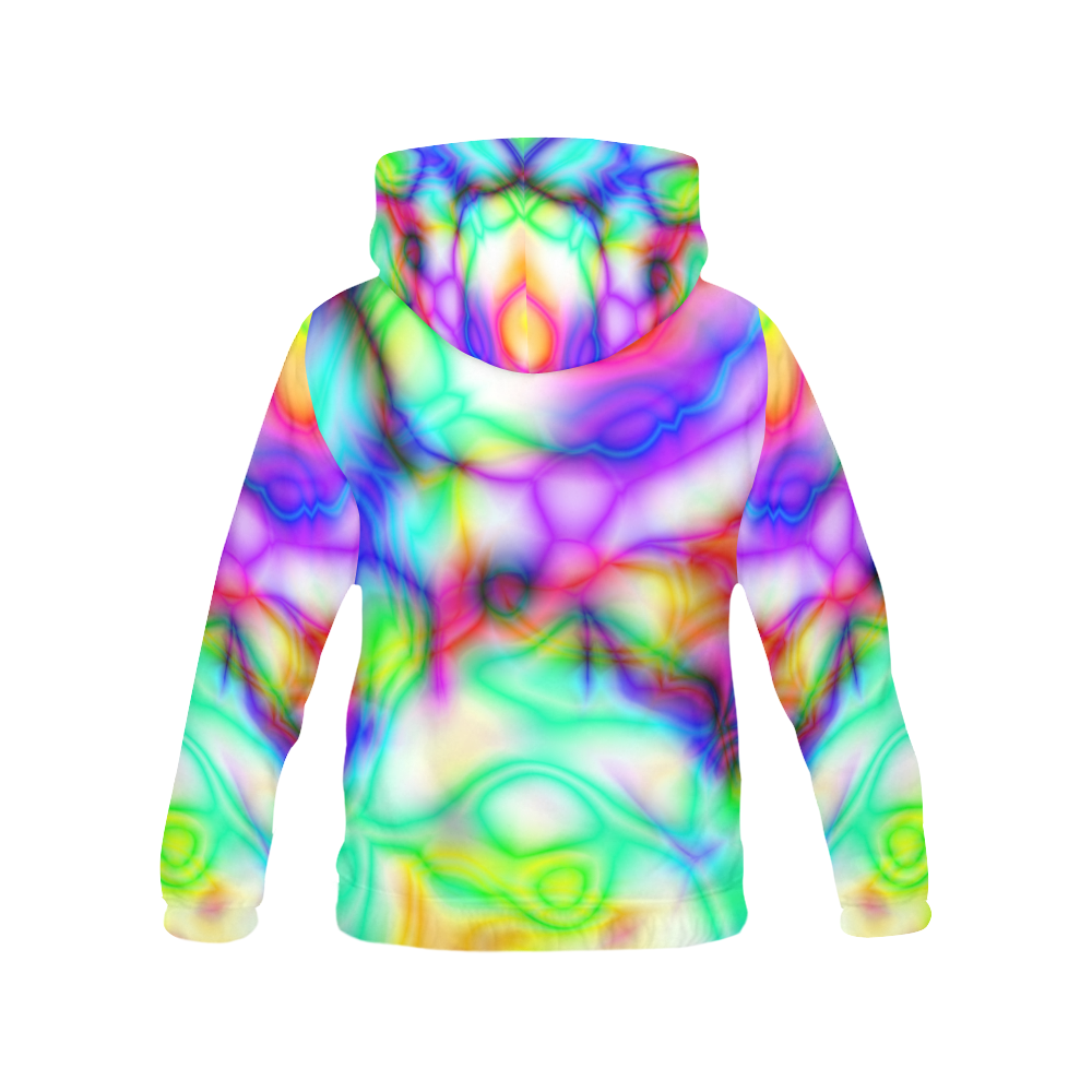 tropical ink blue yellow purple pattern ZT03 All Over Print Hoodie for Women (USA Size) (Model H13)