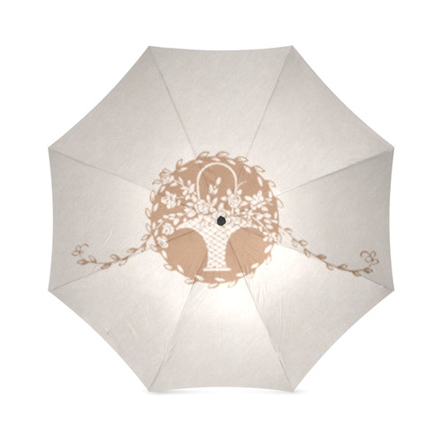 Taupe Floral Foldable Umbrella (Model U01)